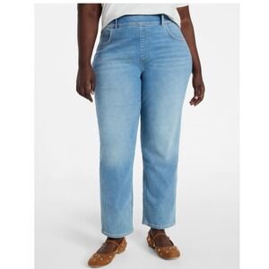 Terra & Sky High Rise Pull-On Straight Leg Jeggings 3X (24W) Medium Wash NWT